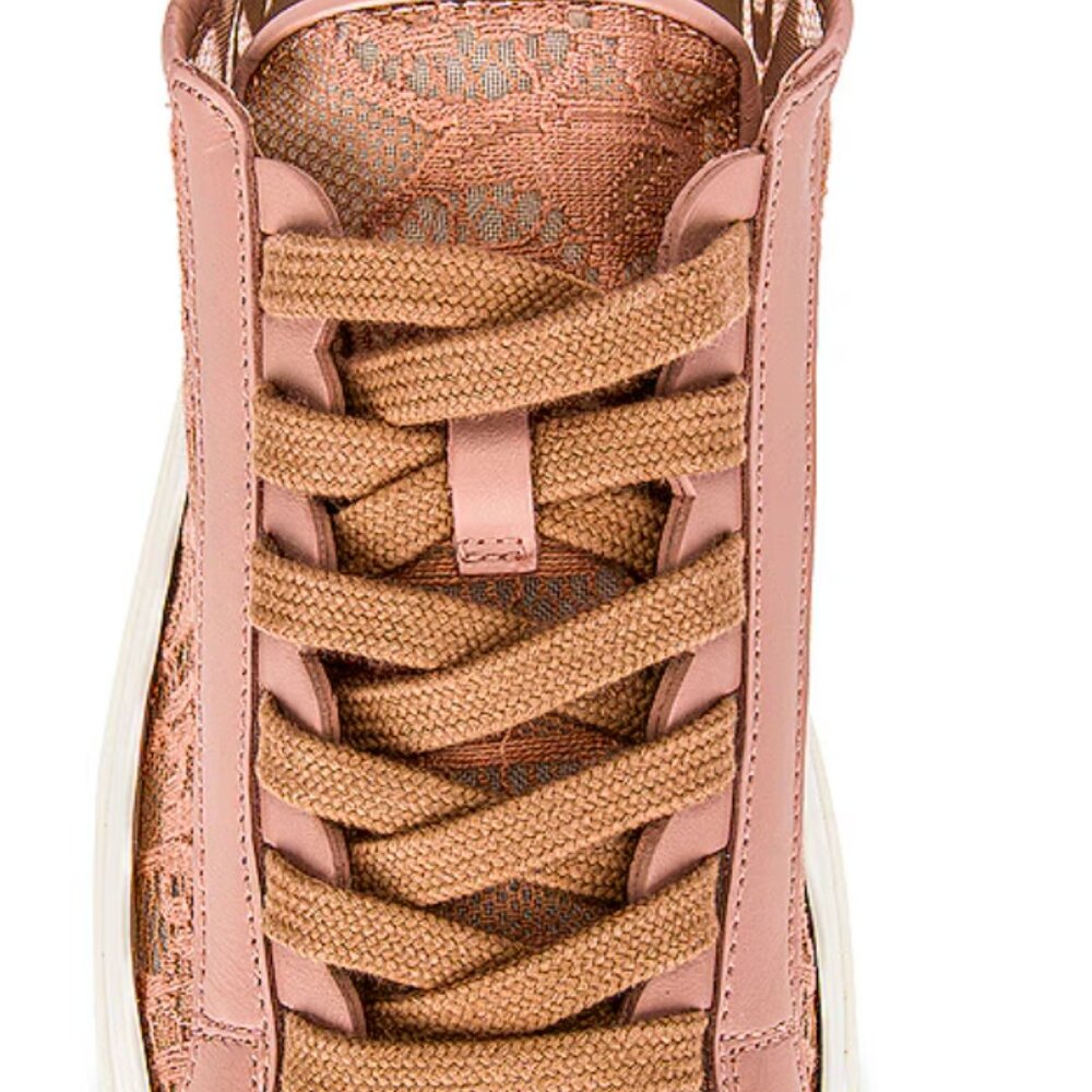 Chloé Lauren Lace Sneakers size 38W/ US 8W Pink Tea - Picture 3 of 10